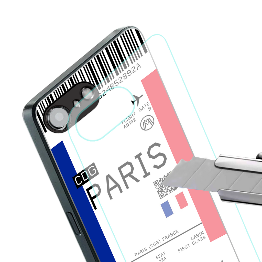 paris boarding pass ticket back phone cover | glass case for iphone 16e