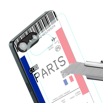 paris boarding pass ticket back phone cover | glass case for iphone 16e