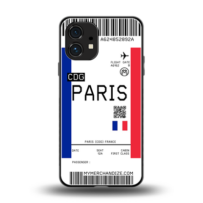 paris boarding pass ticket back phone cover | glass case for nothing phone 1
