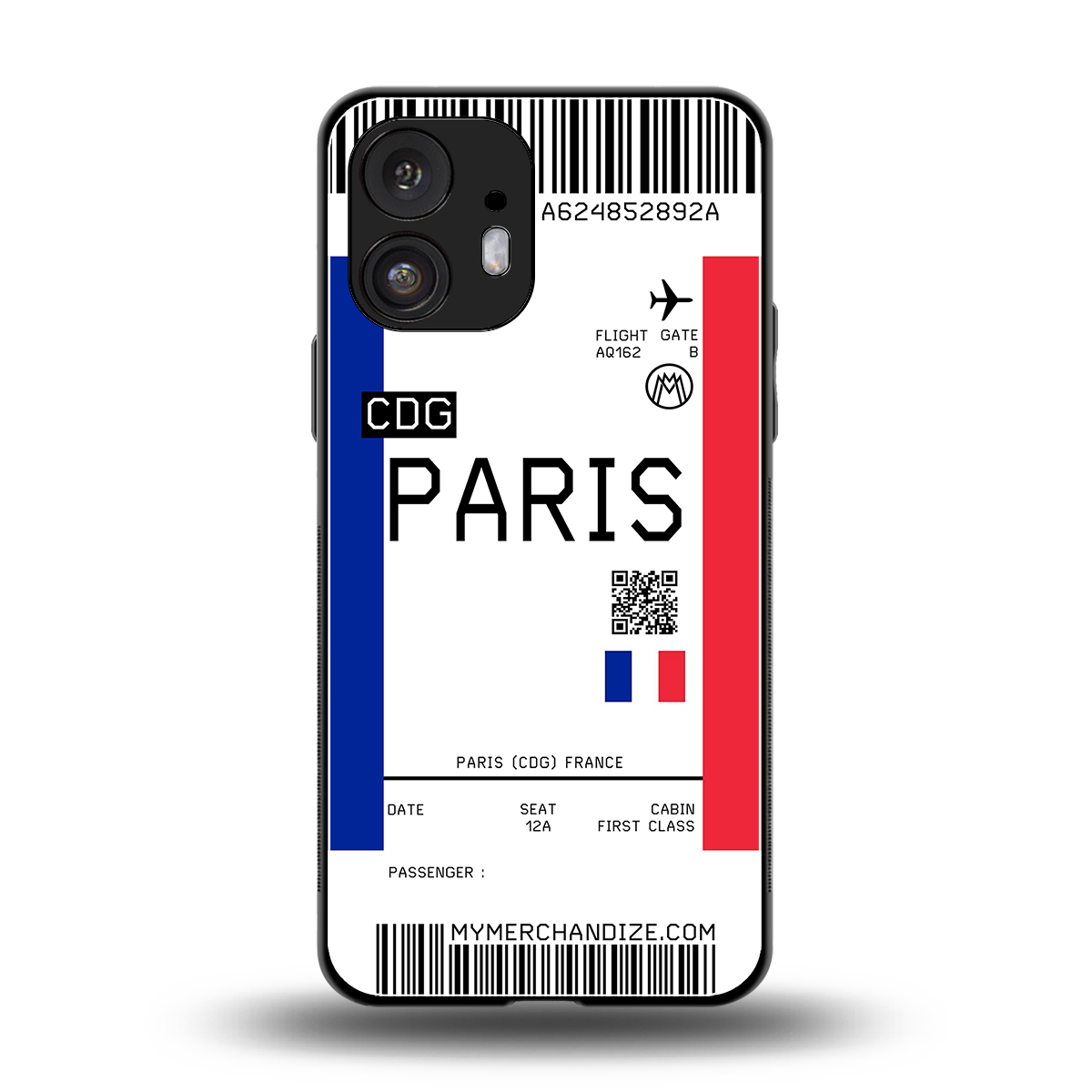paris boarding pass ticket back phone cover | glass case for nothing phone 2