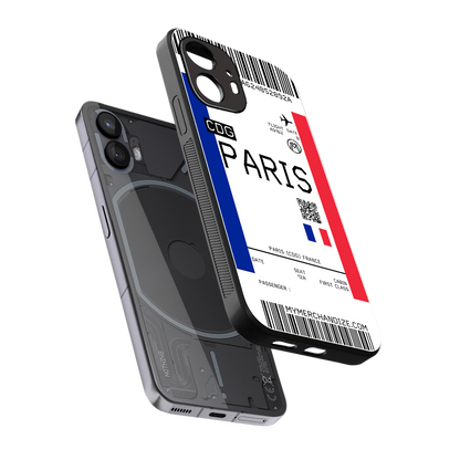 paris boarding pass ticket back phone cover | glass case for nothing phone 2