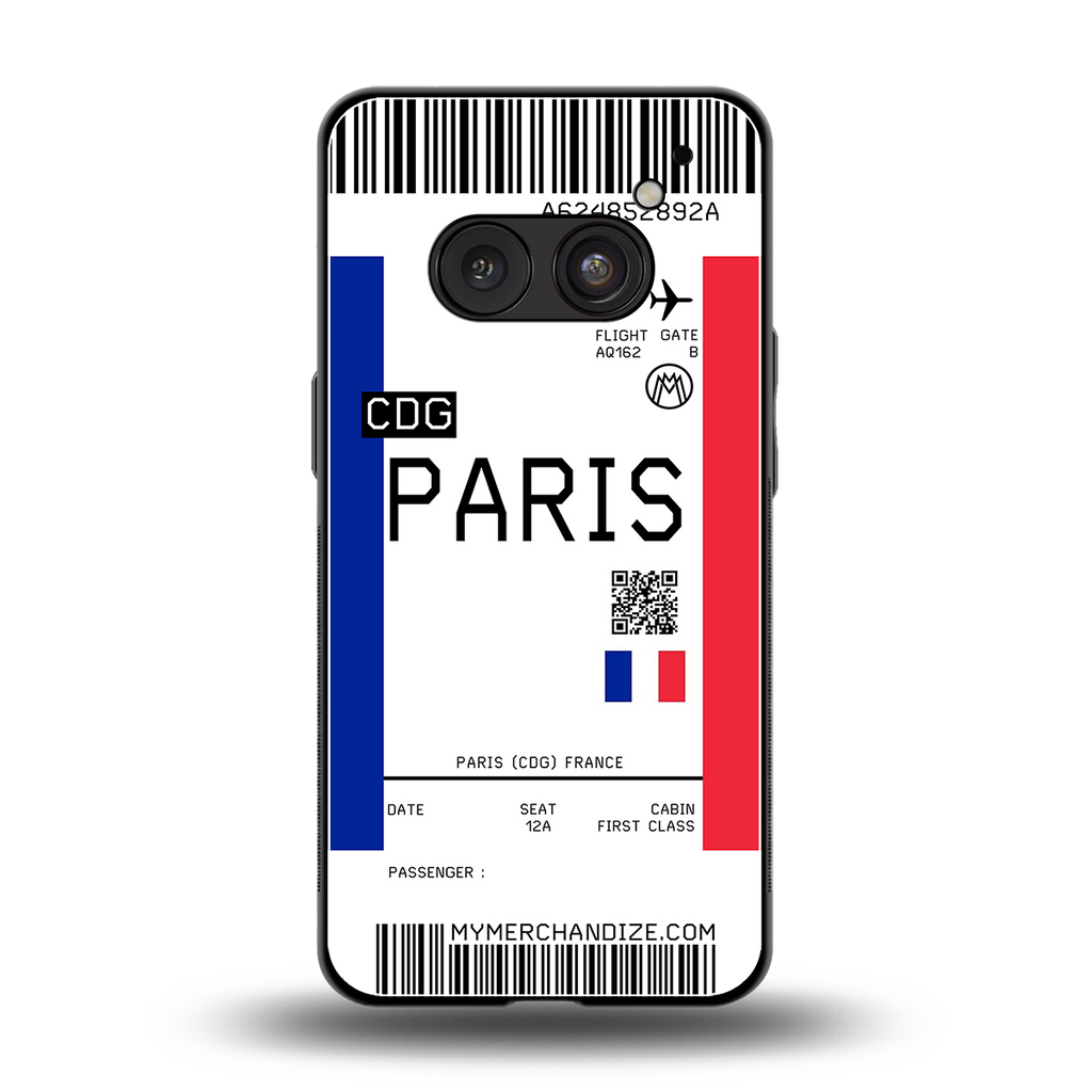 paris boarding pass ticket back phone cover | glass case for nothing phone 2a