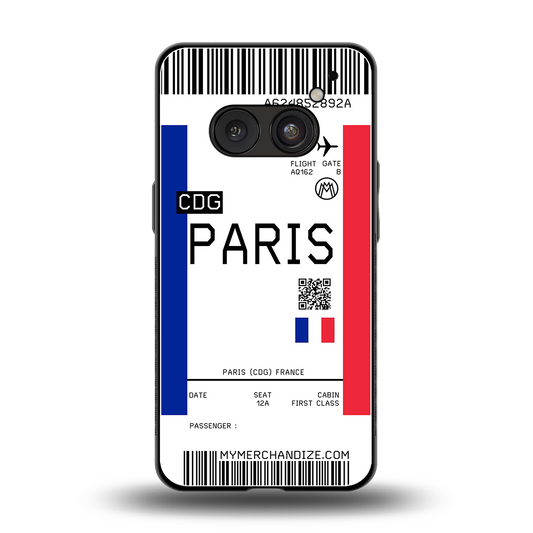 paris boarding pass ticket back phone cover | glass case for nothing phone 2a