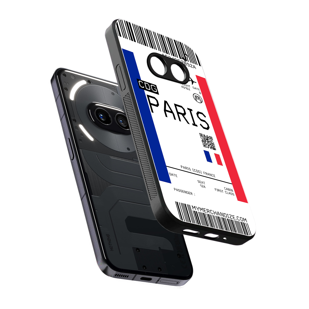 paris boarding pass ticket back phone cover | glass case for nothing phone 2a