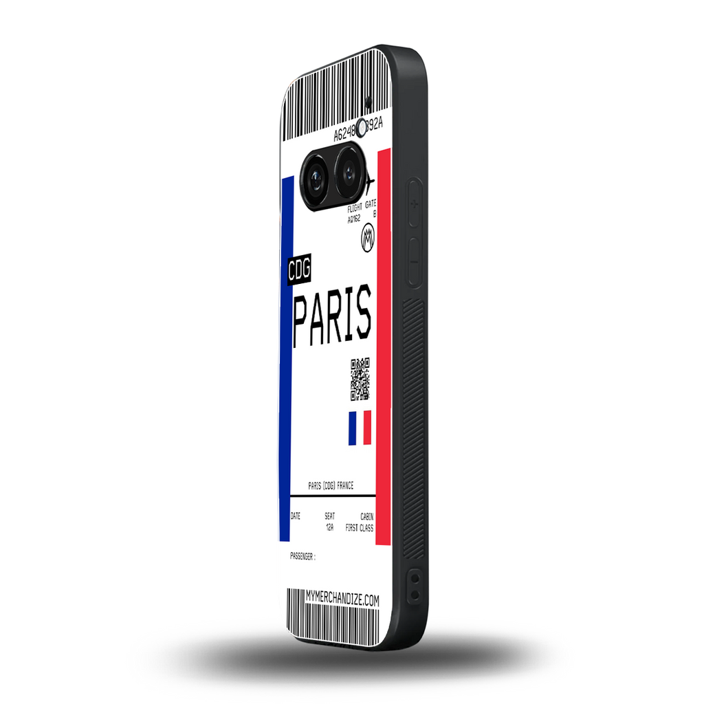 paris boarding pass ticket back phone cover | glass case for nothing phone 2a