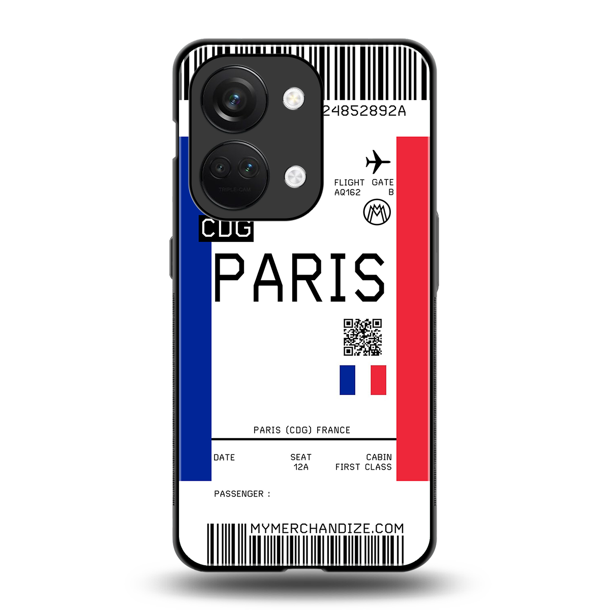 paris boarding pass ticket back phone cover | glass case for oneplus nord 3