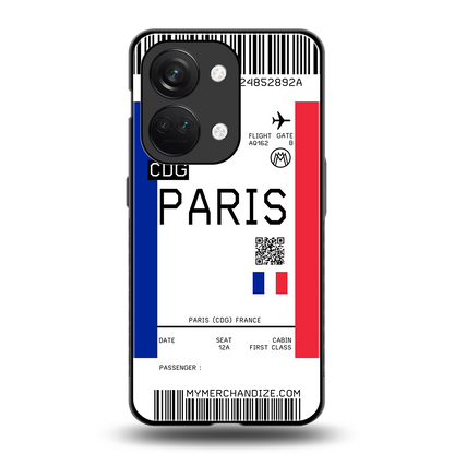 paris boarding pass ticket back phone cover | glass case for oneplus nord 3
