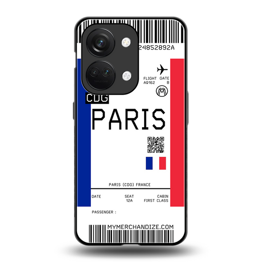 paris boarding pass ticket back phone cover | glass case for oneplus nord 3