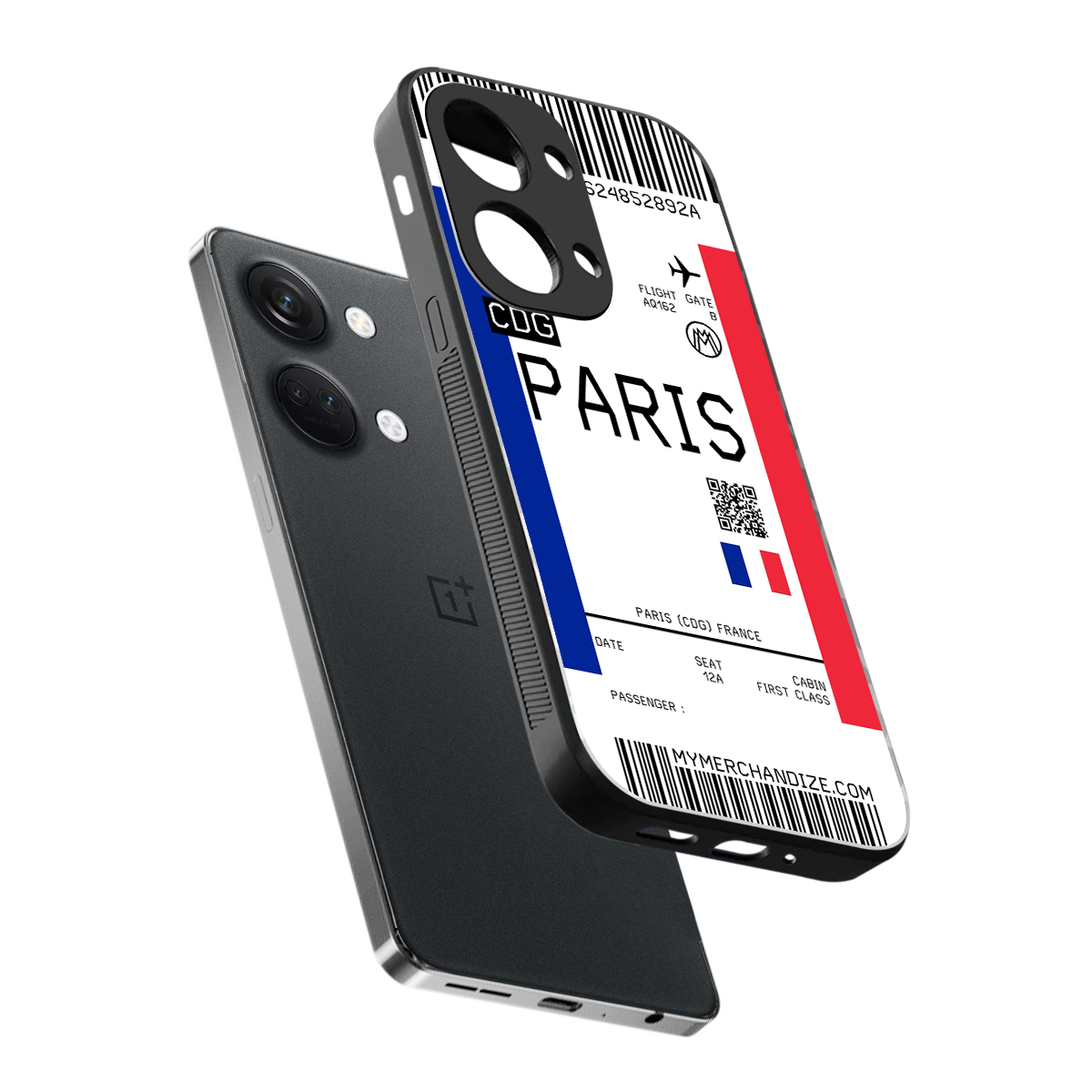 paris boarding pass ticket back phone cover | glass case for oneplus nord 3