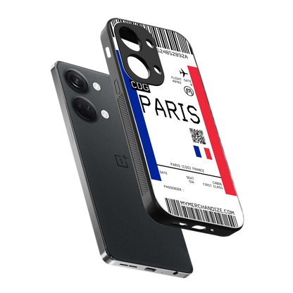 paris boarding pass ticket back phone cover | glass case for oneplus nord 3