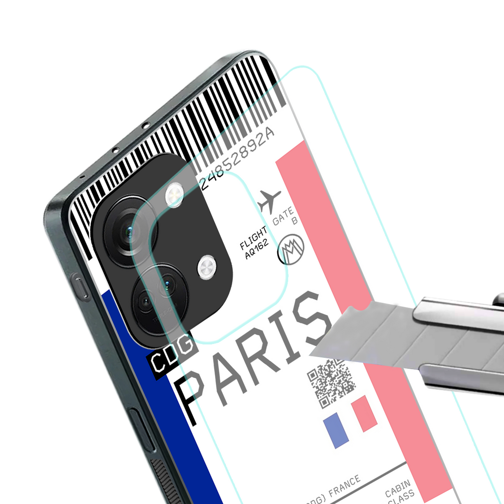 paris boarding pass ticket back phone cover | glass case for oneplus nord 3