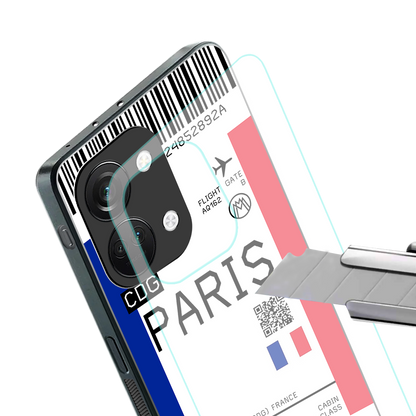 paris boarding pass ticket back phone cover | glass case for oneplus nord 3