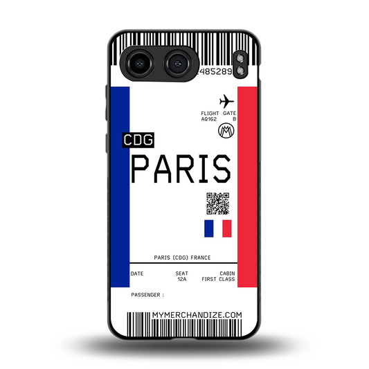 paris boarding pass ticket back phone cover | glass case for oneplus nord 4