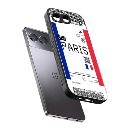 paris boarding pass ticket back phone cover | glass case for oneplus nord 4