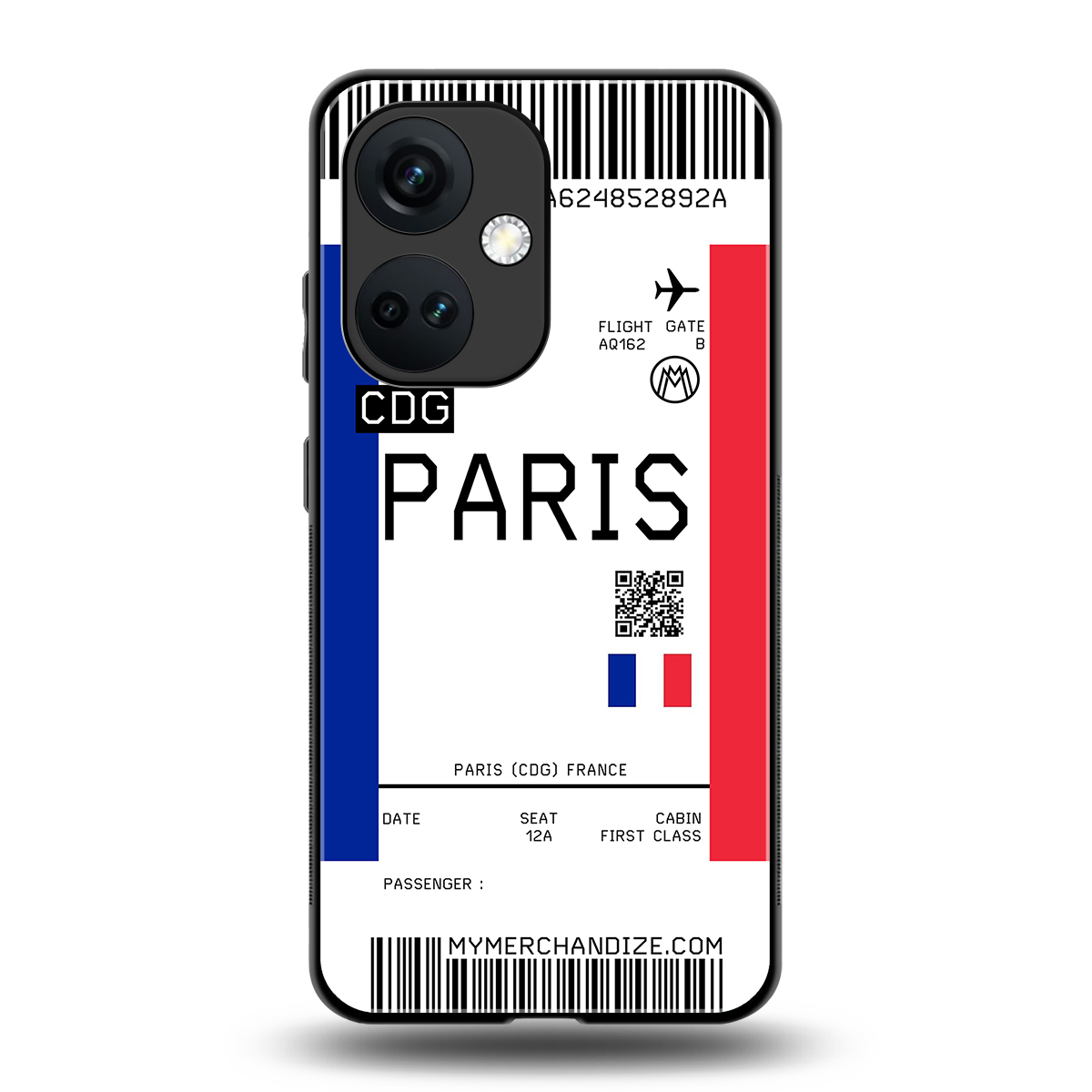 paris boarding pass ticket back phone cover | glass case for oneplus nord ce 3