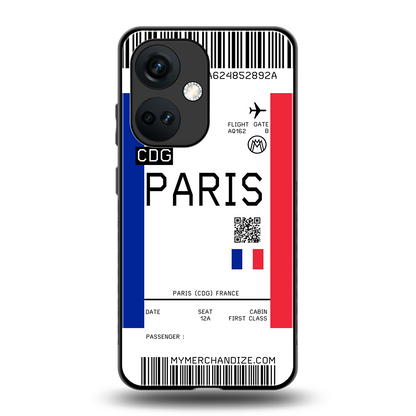 paris boarding pass ticket back phone cover | glass case for oneplus nord ce 3