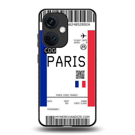 paris boarding pass ticket back phone cover | glass case for oneplus nord ce 3