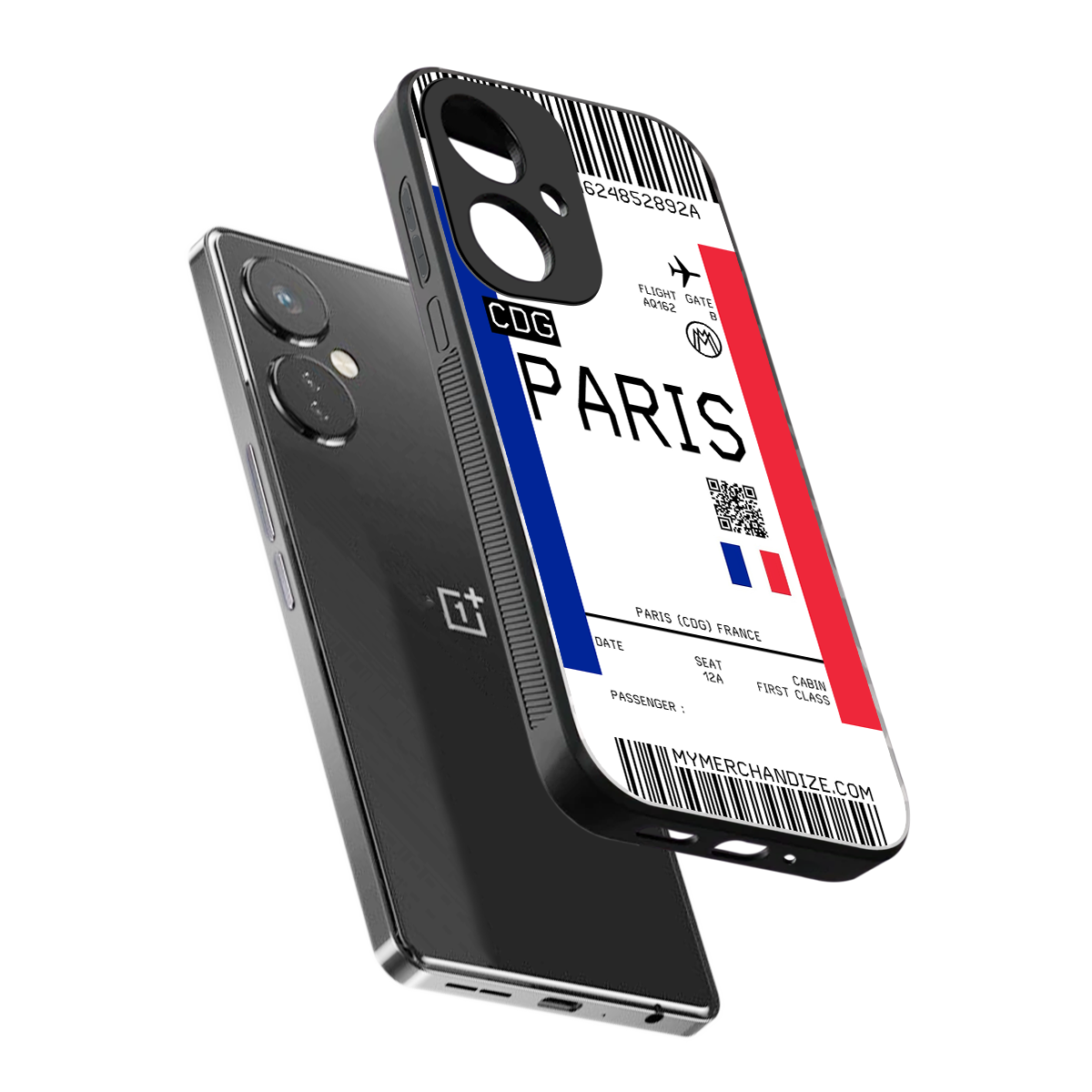 paris boarding pass ticket back phone cover | glass case for oneplus nord ce 3