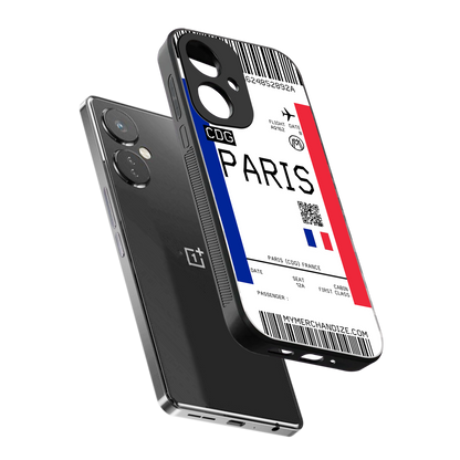 paris boarding pass ticket back phone cover | glass case for oneplus nord ce 3