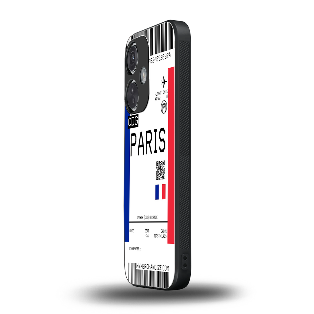 paris boarding pass ticket back phone cover | glass case for oneplus nord ce 3