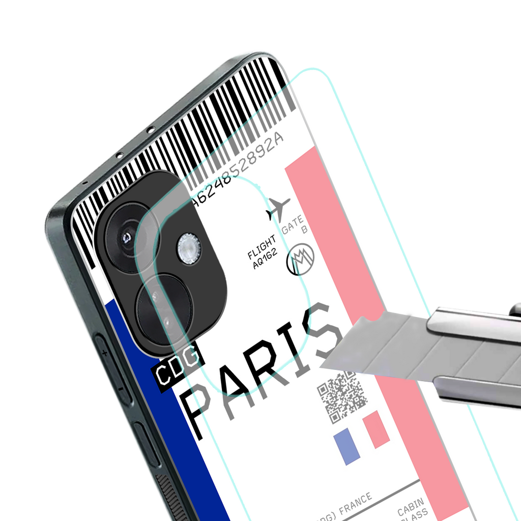 paris boarding pass ticket back phone cover | glass case for oneplus nord ce 3