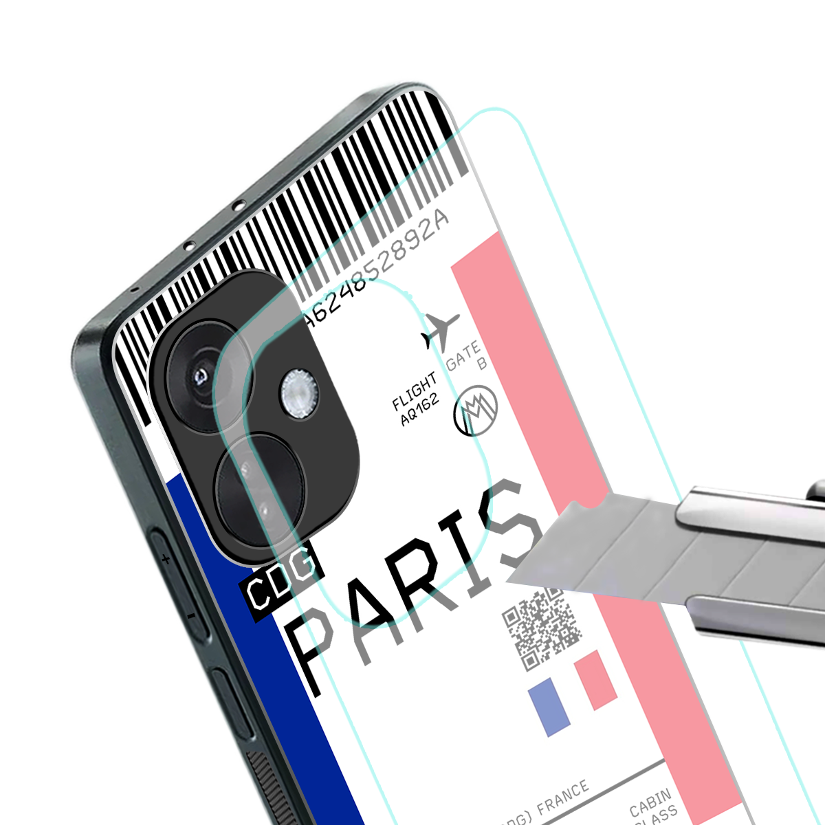 paris boarding pass ticket back phone cover | glass case for oneplus nord ce 3