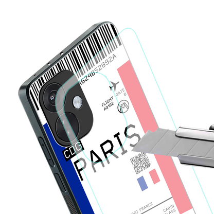 paris boarding pass ticket back phone cover | glass case for oneplus nord ce 3