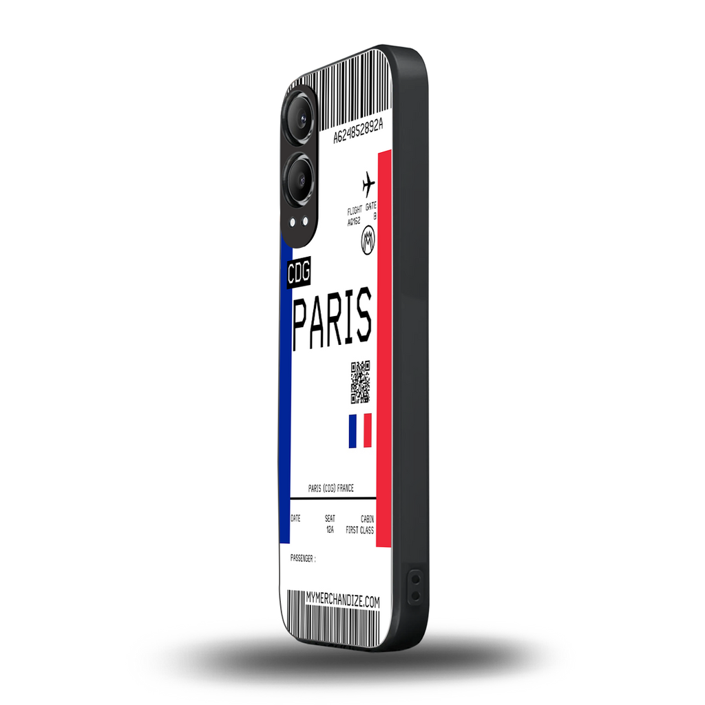 paris boarding pass ticket back phone cover | glass case for oneplus nord ce 4 lite