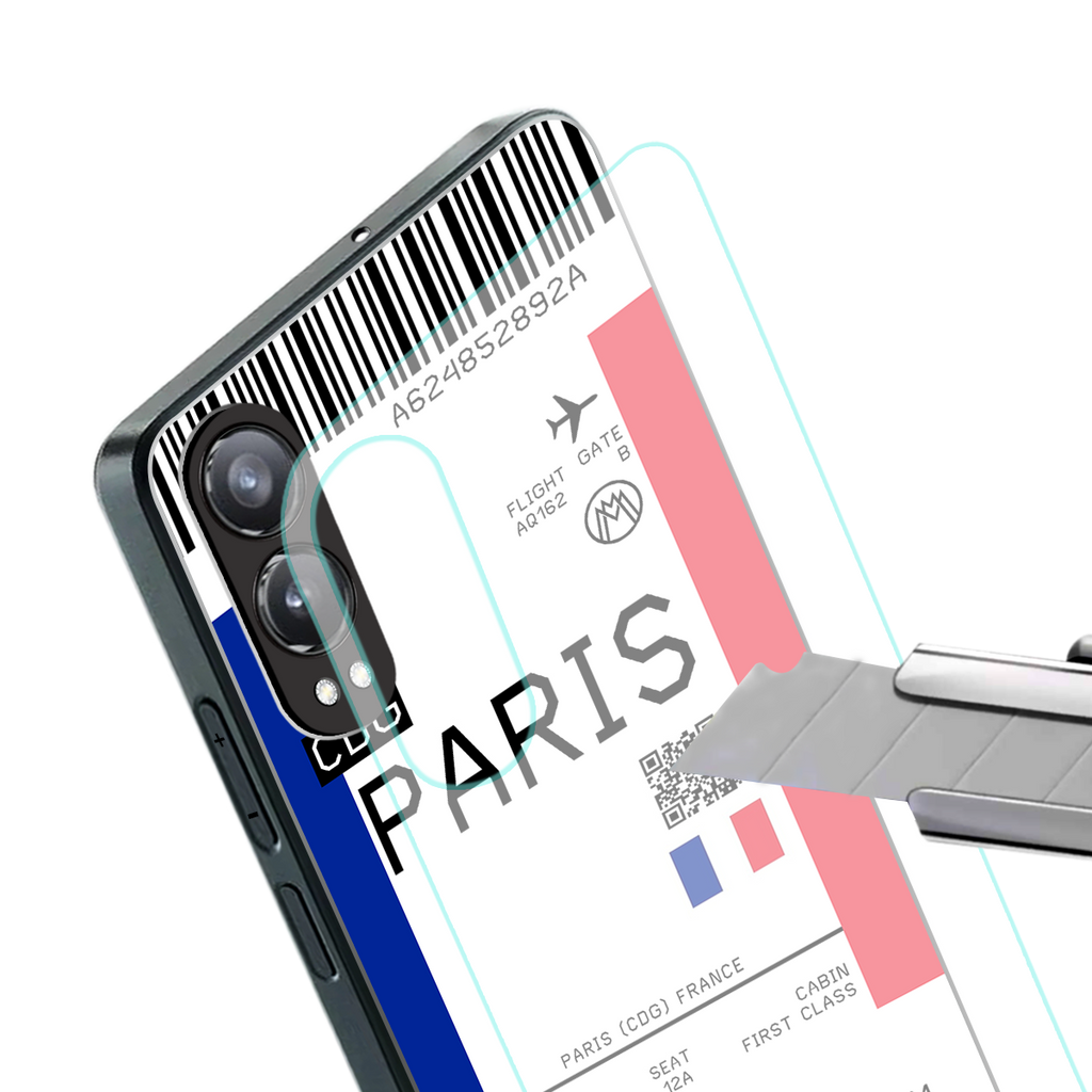 paris boarding pass ticket back phone cover | glass case for oneplus nord ce 4 lite