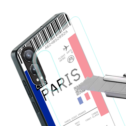 paris boarding pass ticket back phone cover | glass case for oneplus nord ce 4 lite