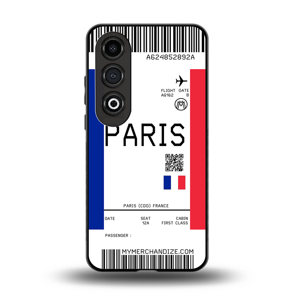 paris boarding pass ticket back phone cover | glass case for oneplus nord ce 4