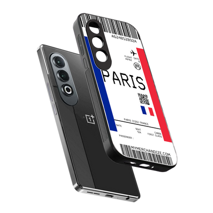 paris boarding pass ticket back phone cover | glass case for oneplus nord ce 4