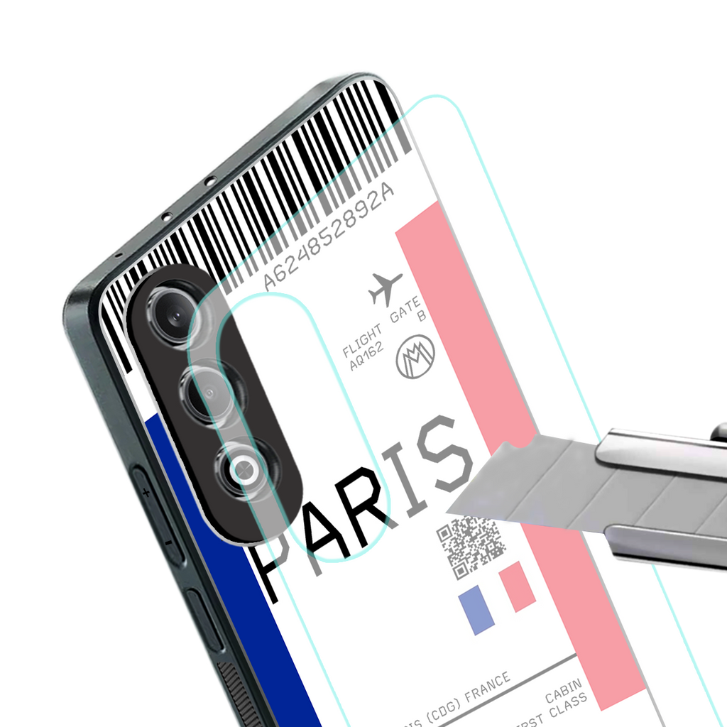 paris boarding pass ticket back phone cover | glass case for oneplus nord ce 4