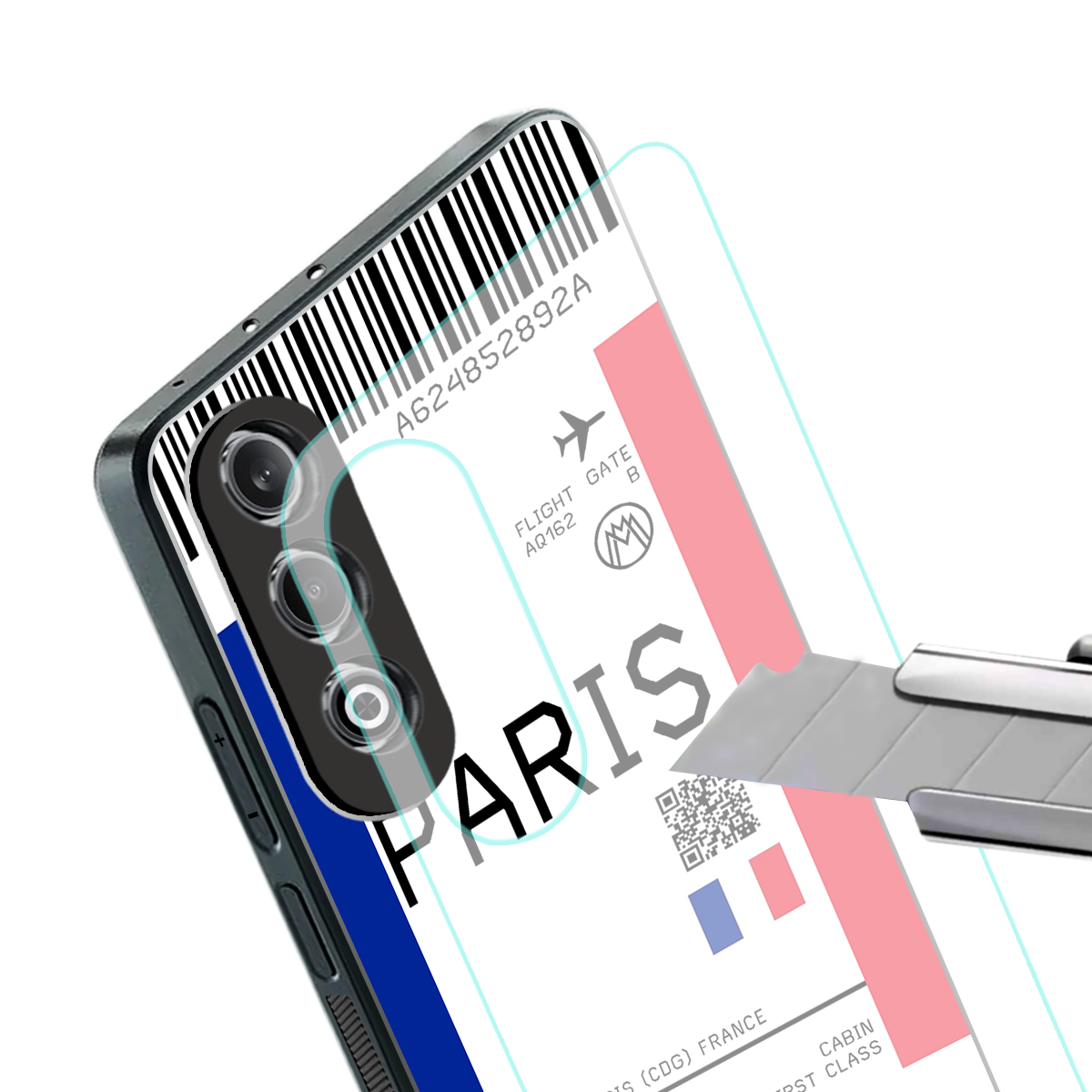 paris boarding pass ticket back phone cover | glass case for oneplus nord ce 4