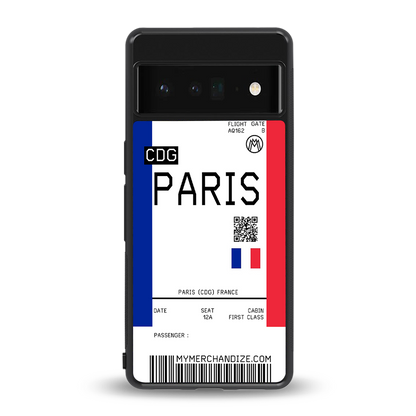 paris boarding pass ticket back phone cover | glass case for google pixel 6 pro