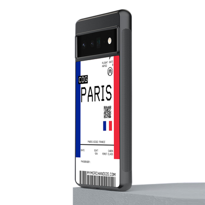 paris boarding pass ticket back phone cover | glass case for google pixel 6 pro