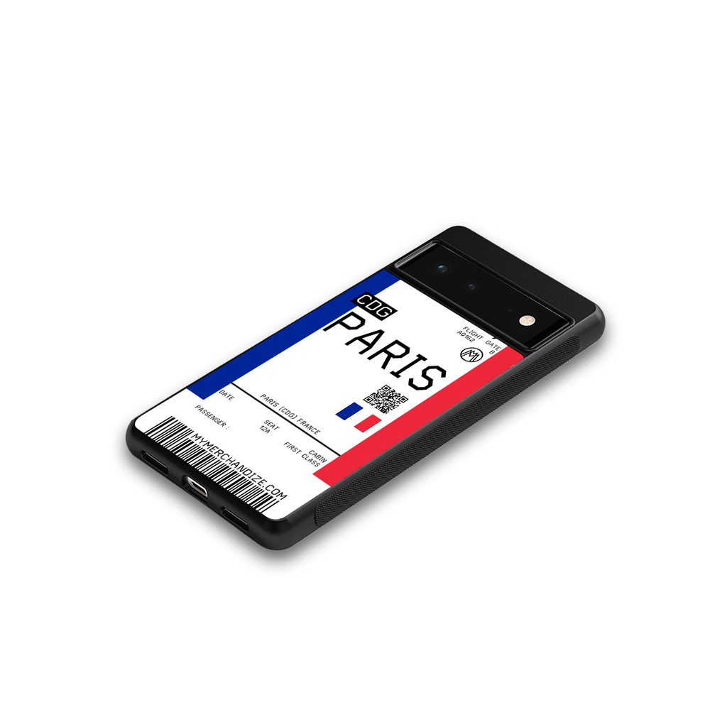 paris boarding pass ticket back phone cover | glass case for google pixel 6