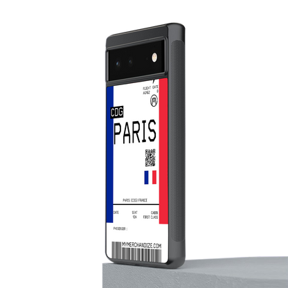 paris boarding pass ticket back phone cover | glass case for Google Pixel 6A