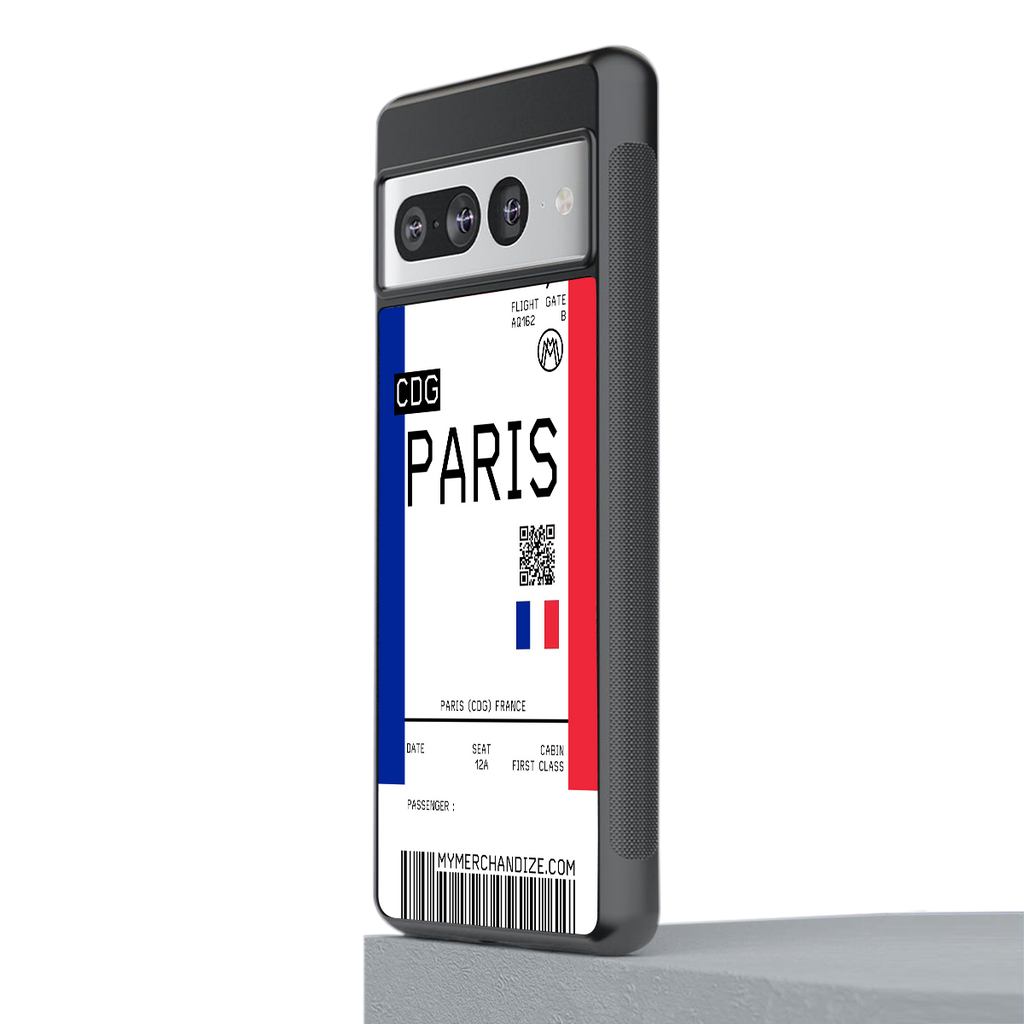 paris boarding pass ticket back phone cover | glass case for google pixel 7 pro