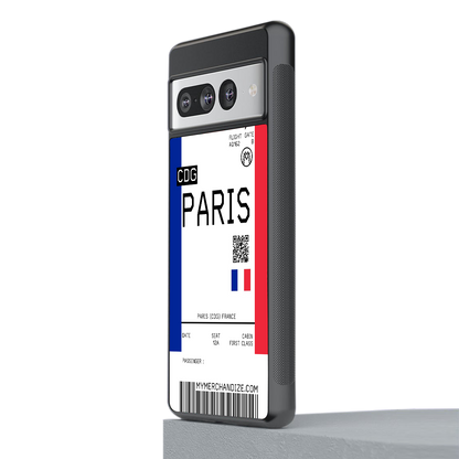 paris boarding pass ticket back phone cover | glass case for google pixel 7 pro