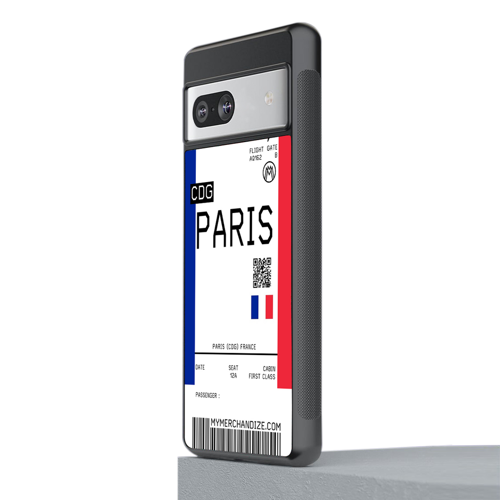paris boarding pass ticket back phone cover | glass case for Google Pixel 7