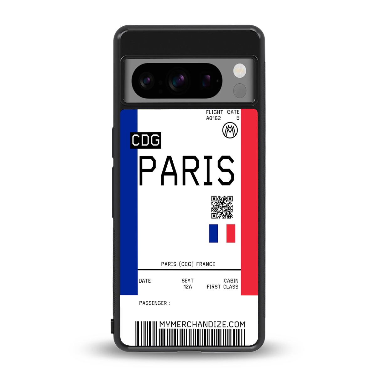 paris boarding pass ticket back phone cover | glass case for google pixel 8 pro