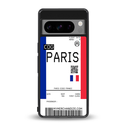 paris boarding pass ticket back phone cover | glass case for google pixel 8 pro