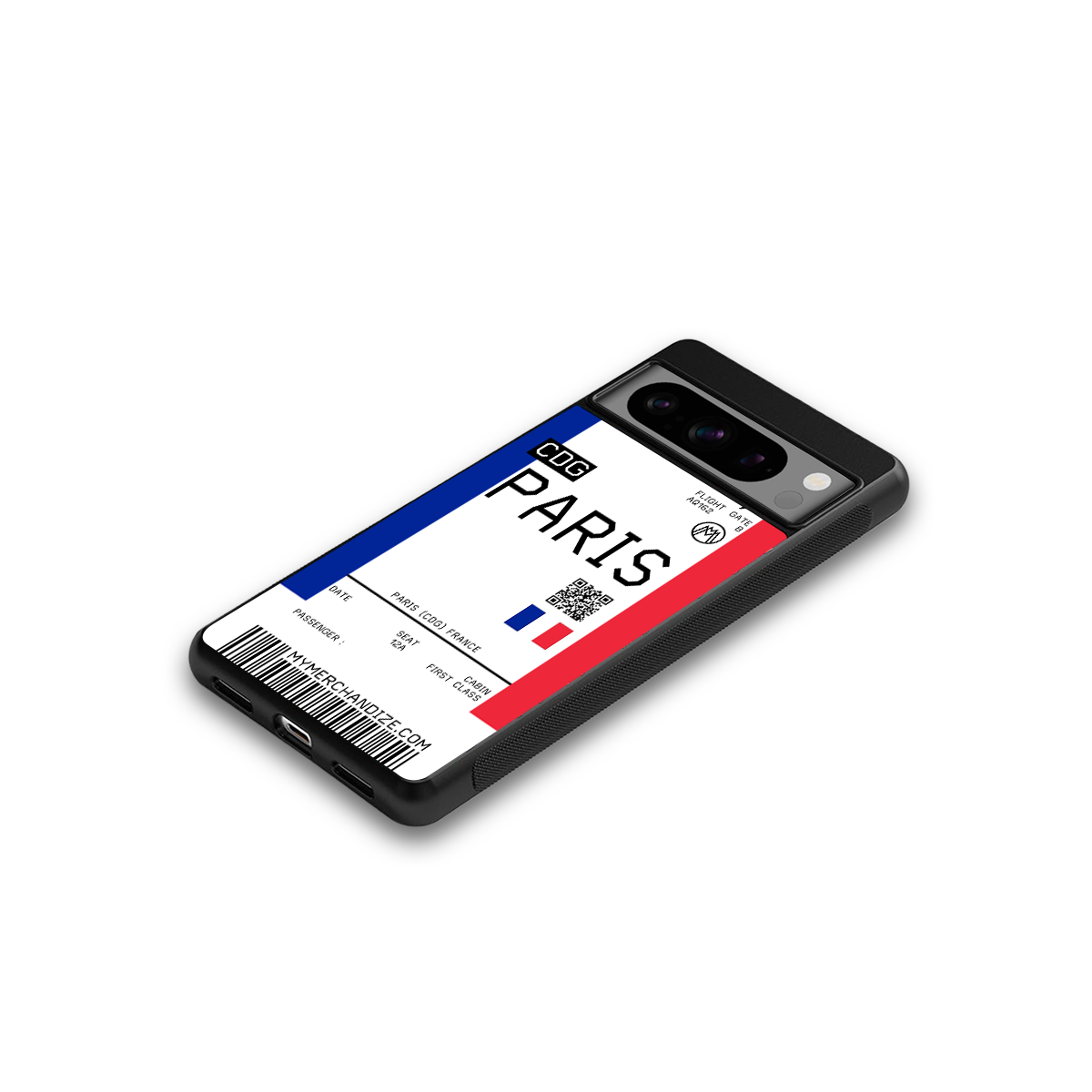 paris boarding pass ticket back phone cover | glass case for google pixel 8 pro