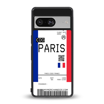 paris boarding pass ticket back phone cover | glass case for Google Pixel 8