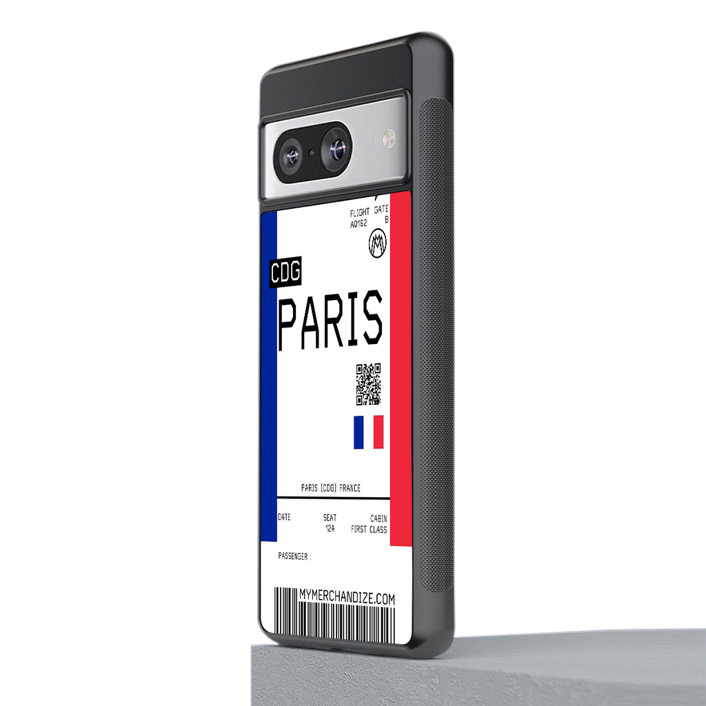 paris boarding pass ticket back phone cover | glass case for Google Pixel 8