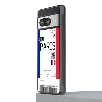 paris boarding pass ticket back phone cover | glass case for Google Pixel 8