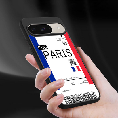 paris boarding pass ticket back phone cover | glass case for google pixel 9