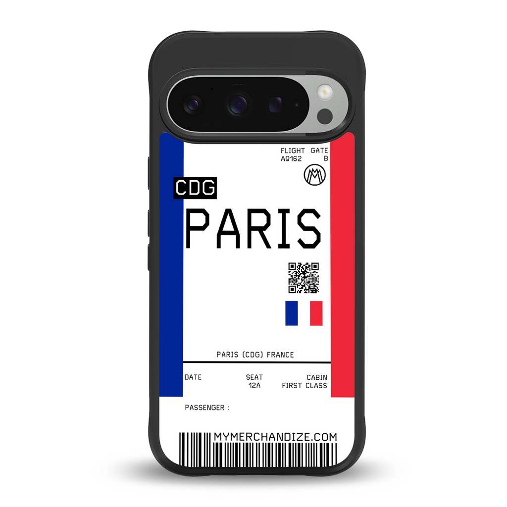 paris boarding pass ticket back phone cover | glass case for google pixel 9 pro