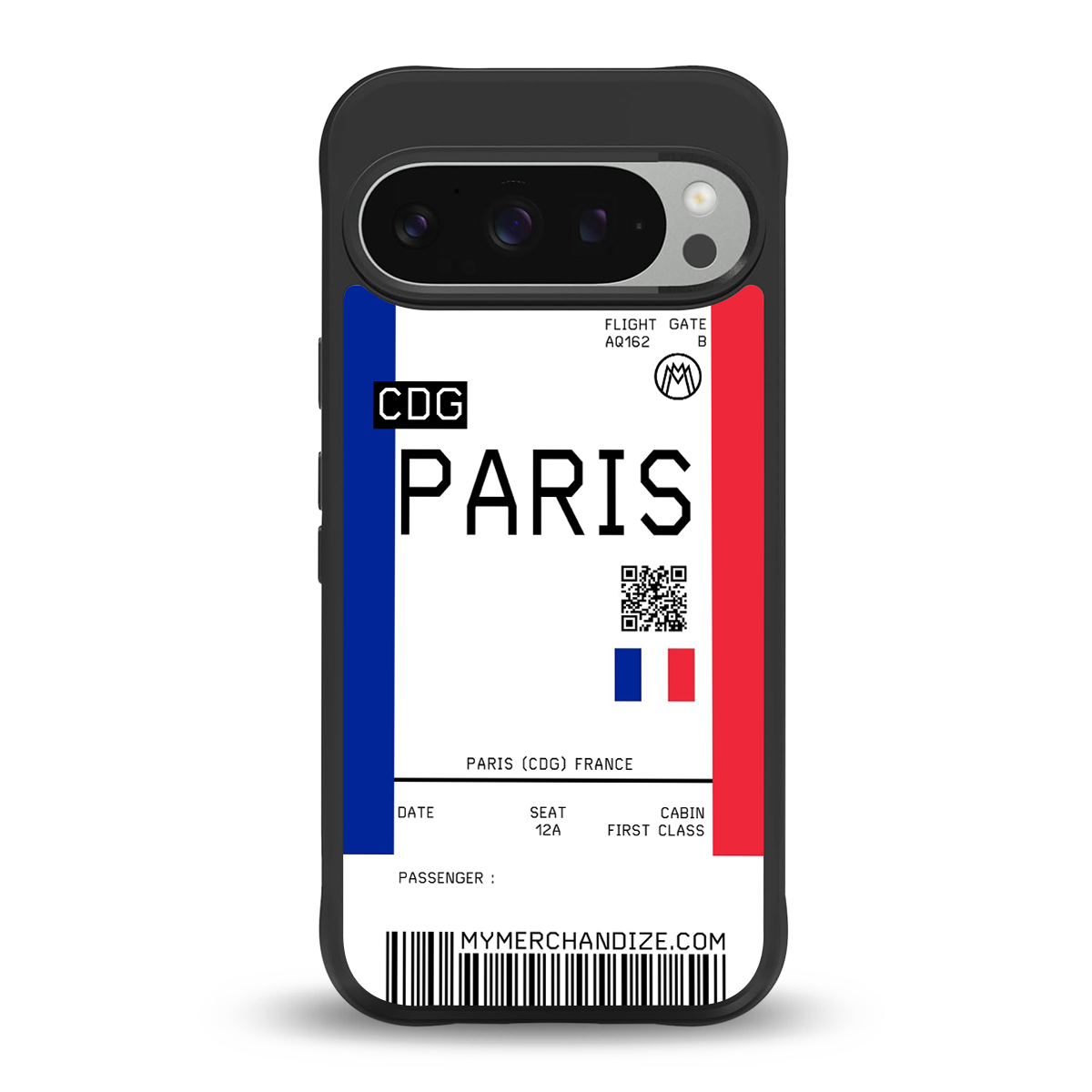 paris boarding pass ticket back phone cover | glass case for google pixel 9 pro xl